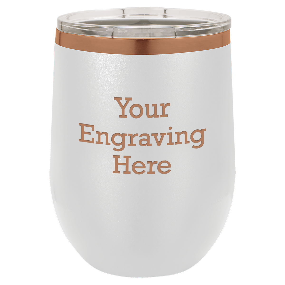 12 oz Stemless Steel Wine Glass White with Rose Gold (Case of 12)