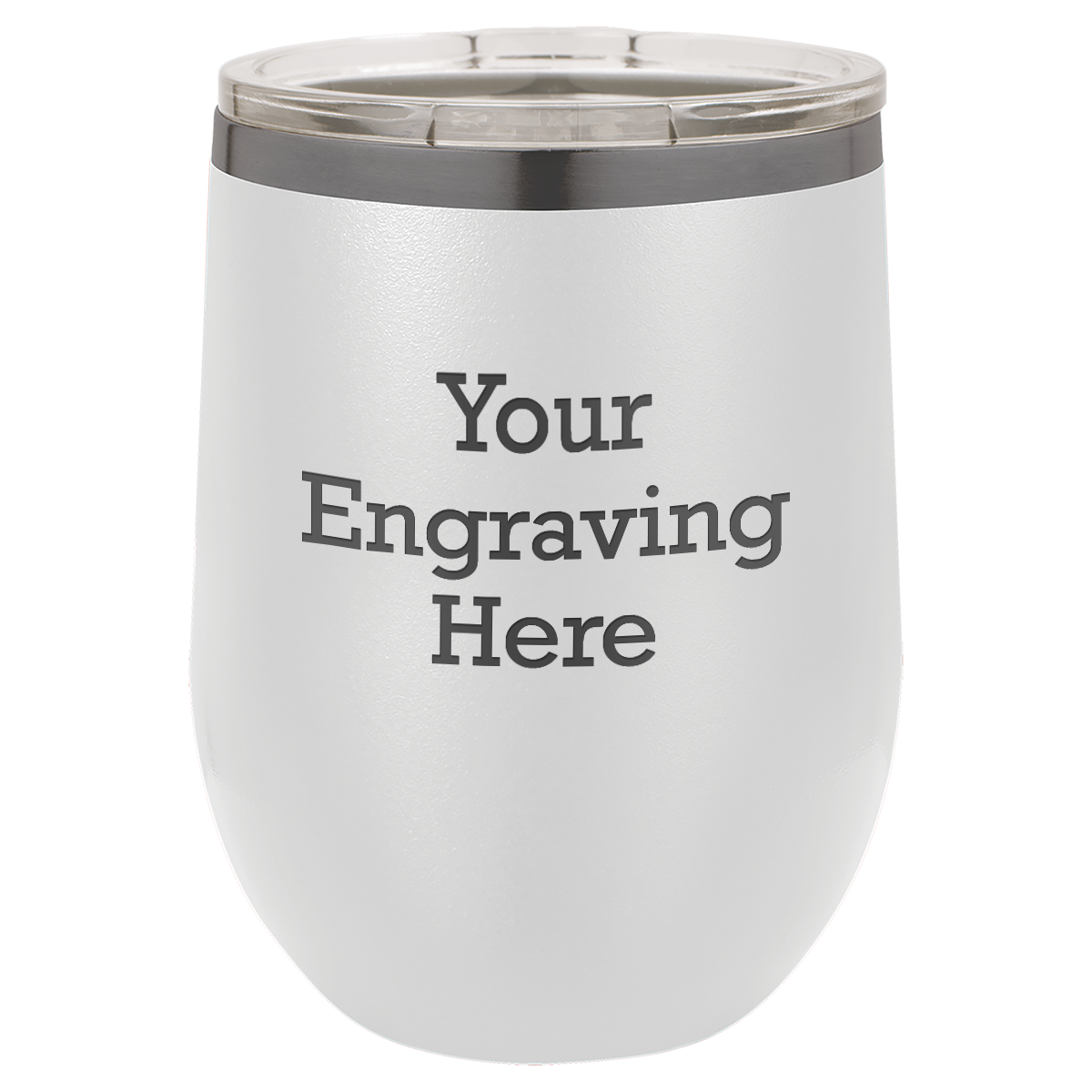 12 oz Stemless Steel Wine Glass White with Ghost Black (Case of 12)