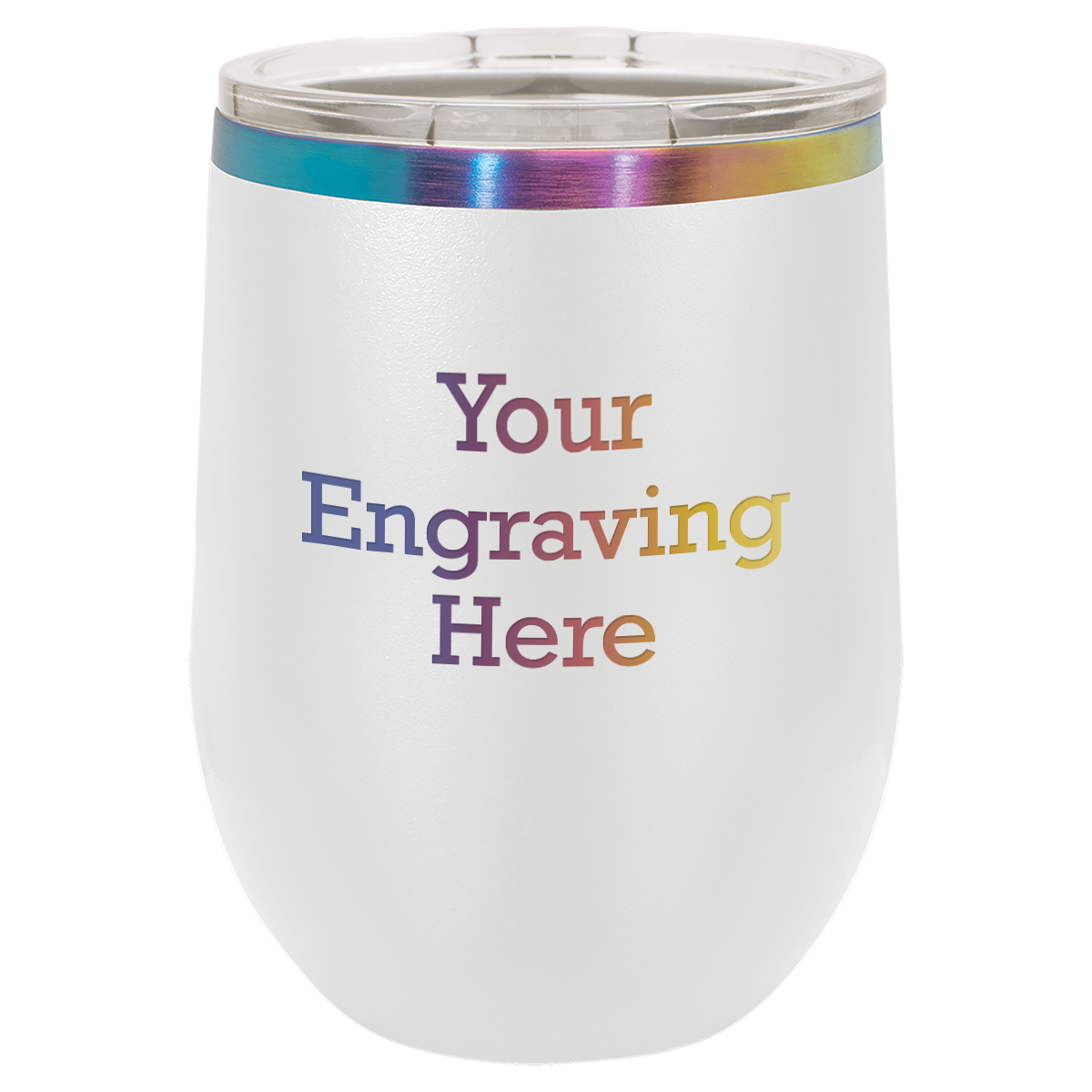 12 oz Stemless Steel Wine Glass White with Prism (Case of 12)