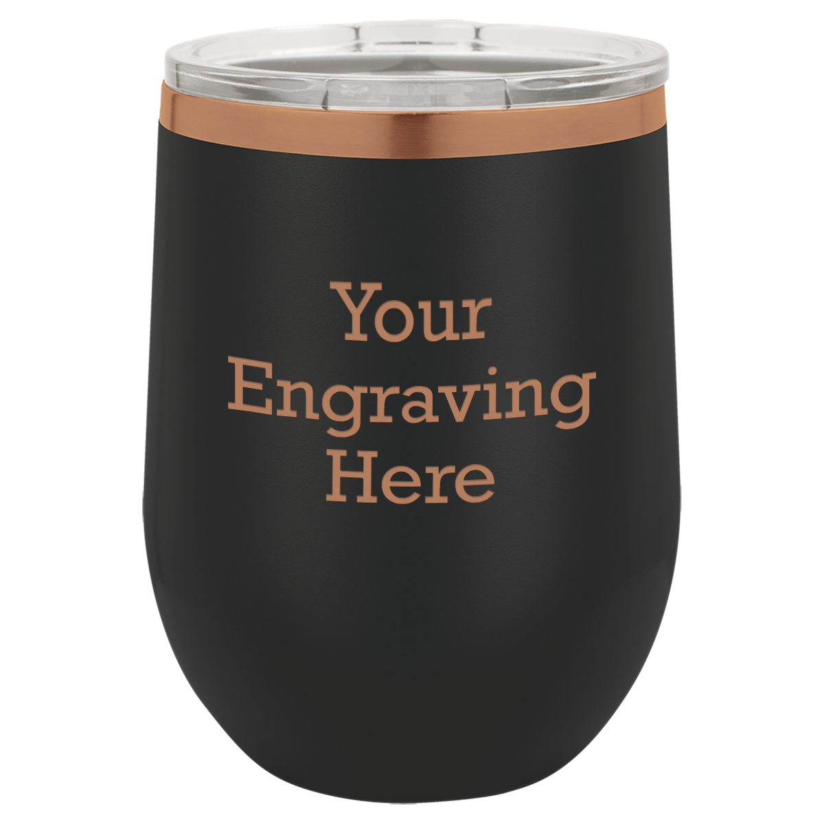 12 oz Stemless Steel Wine Glass Black with Rose Gold (Case of 12)