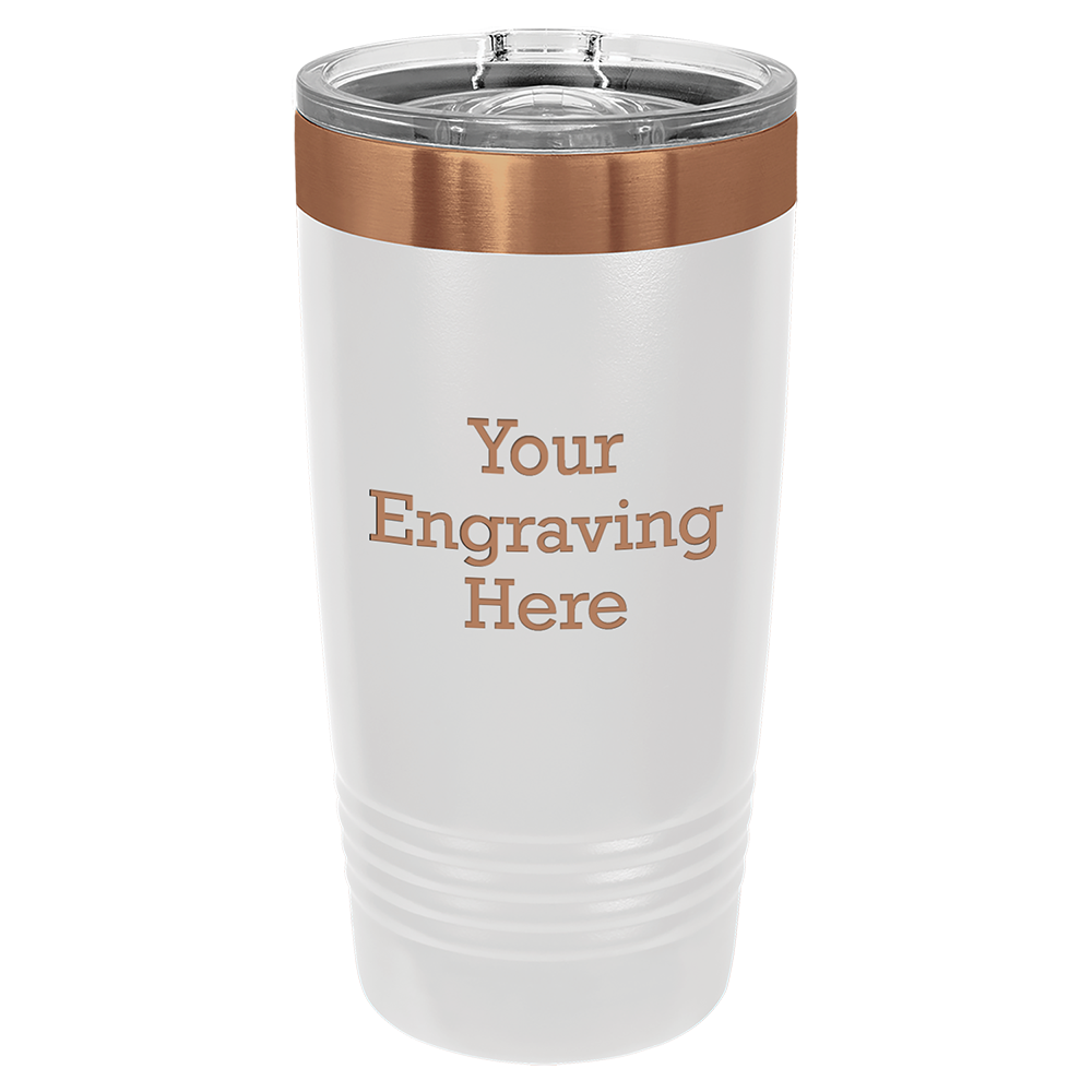 20 oz Ringneck Tumblers White with Rose Gold (Case of 12)