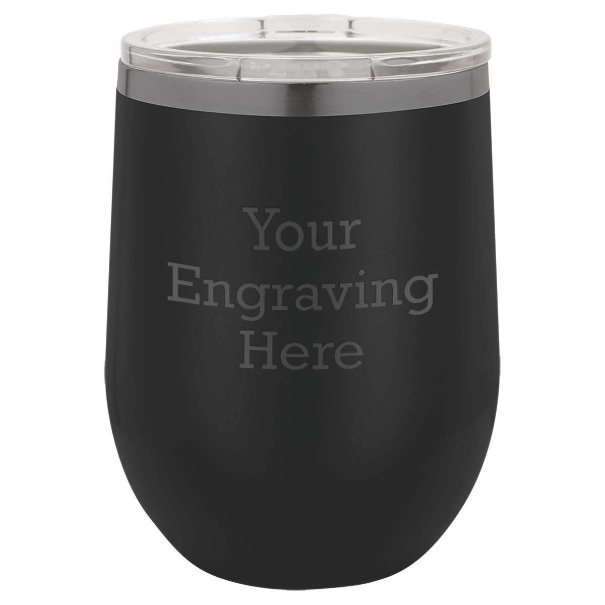 12 oz Stemless Steel Wine Glass Black with Ghost Black (Case of 12)