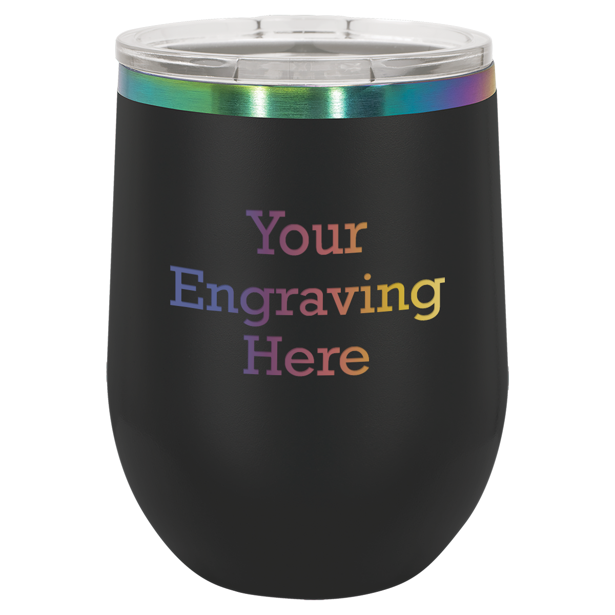 12 oz Stemless Steel Wine Glass Black with Prism (Case of 12)