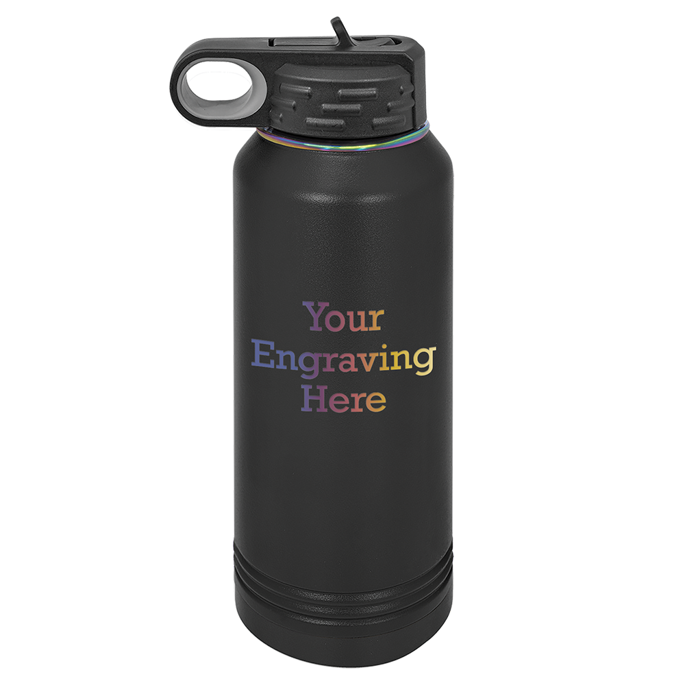 32 oz Water Bottle Black with Prism (Case of 12)