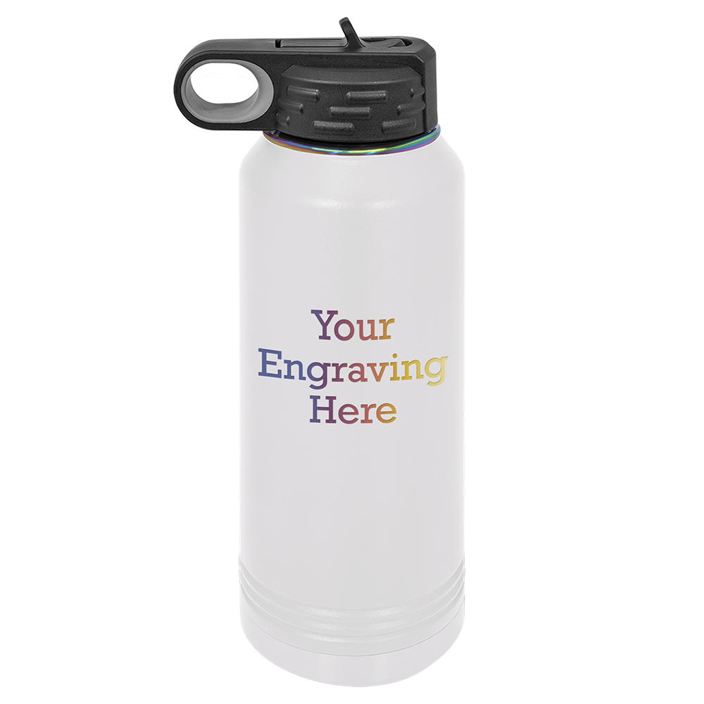 32 oz Water Bottle White with Prism (Case of 12)