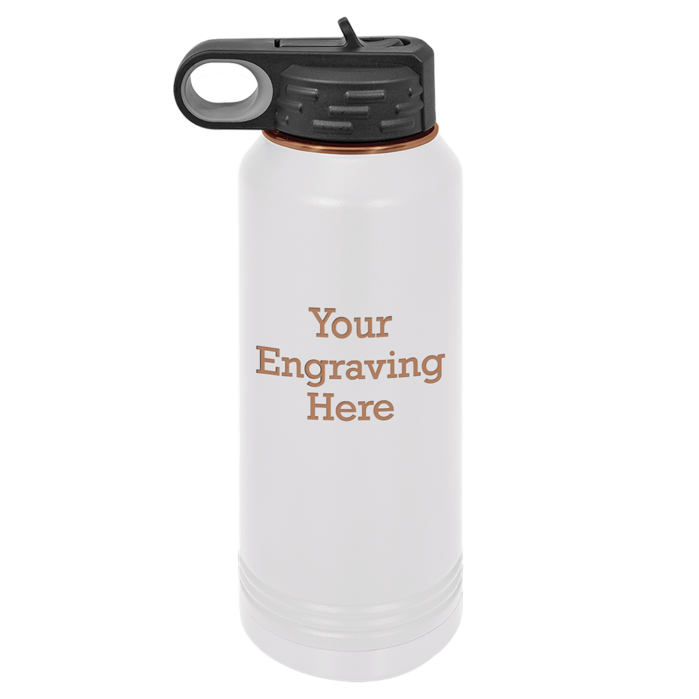 32 oz Water Bottle White with Rose Gold (Case of 12)