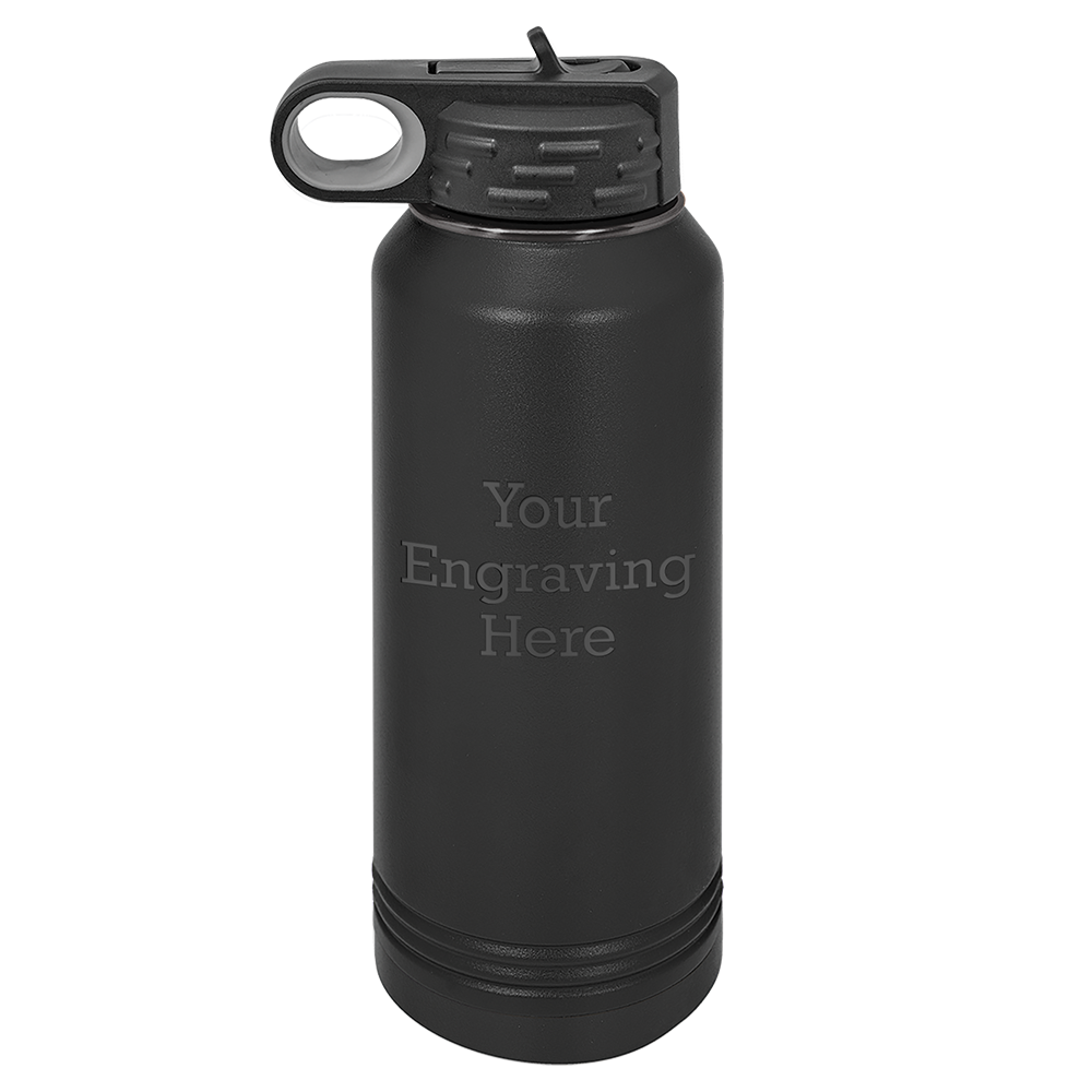 32 oz Water Bottle Black with Ghost Black (Case of 12)