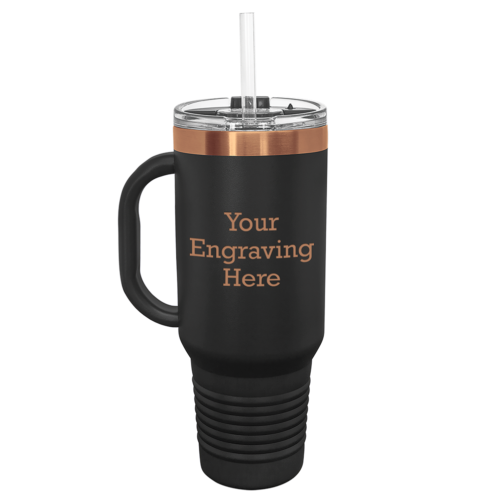 40 oz Travel Mug Black with Rose Gold (Case of 12)