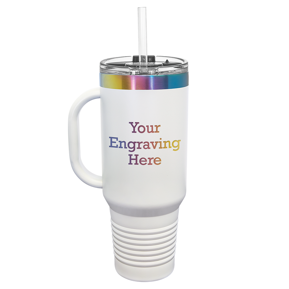 40 oz Travel Mug White with Prism (Case of 12)