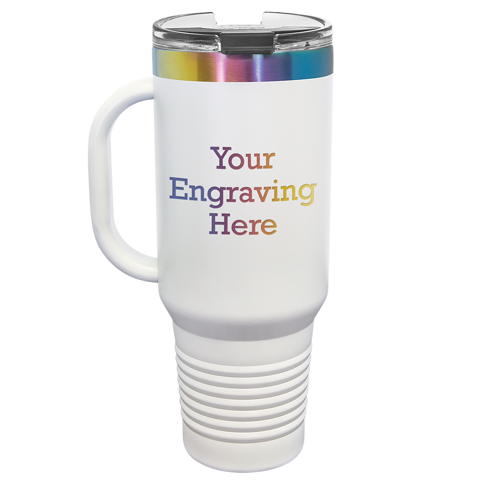 40 oz Travel Mug White with Prism (Case of 12)