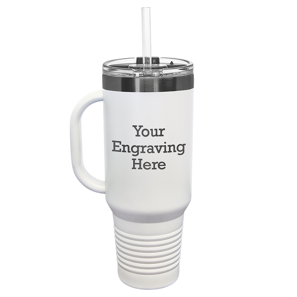 40 oz Travel Mug White with Ghost Black (Case of 12)