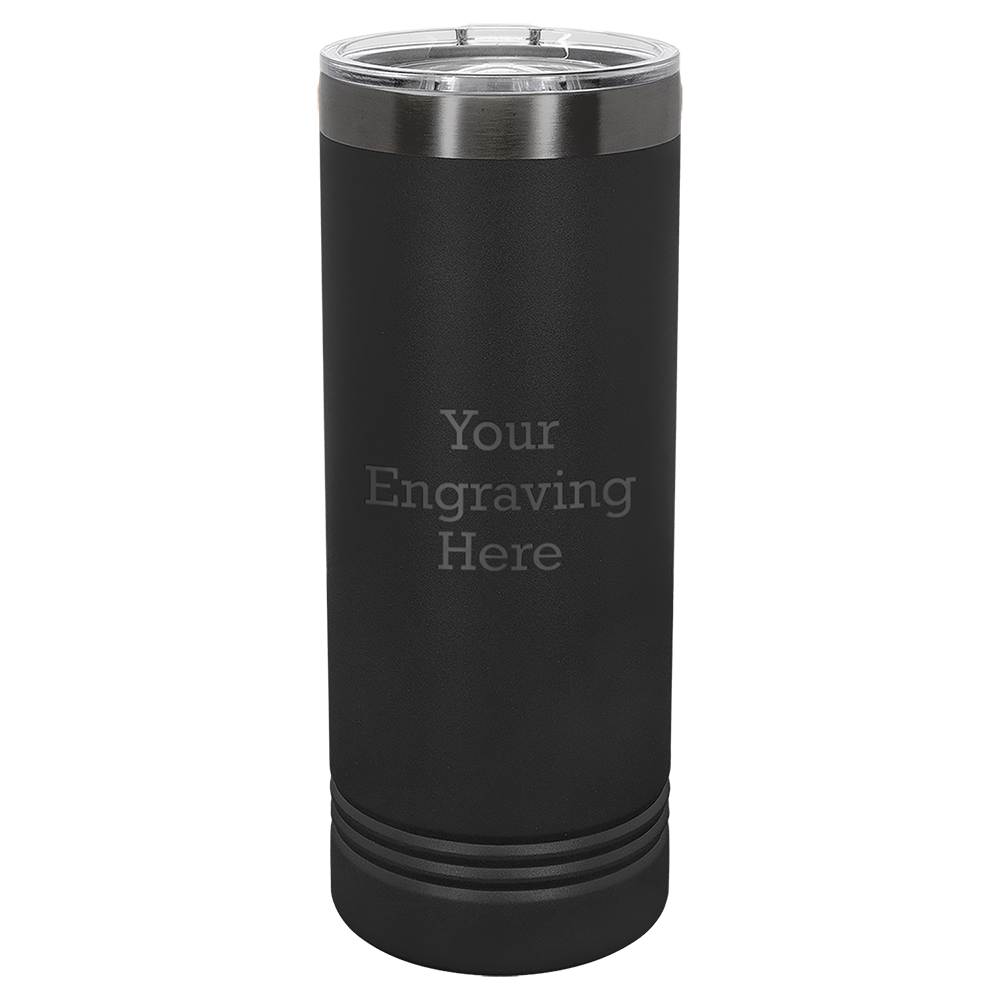 22oz Skinny Tumbler with Slider Lid (Black with Ghost Black)