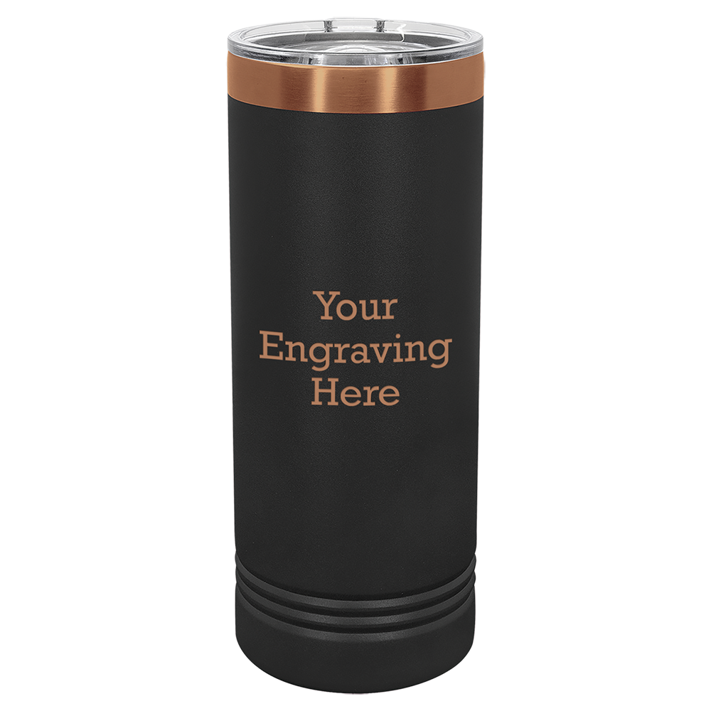 22oz Skinny Tumbler with Slider Lid (Black with Rose Gold)