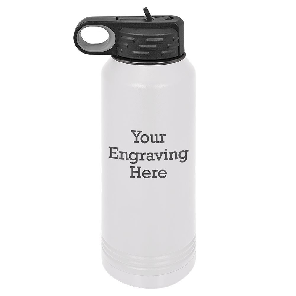 32 oz Water Bottle (White with Ghost Black)