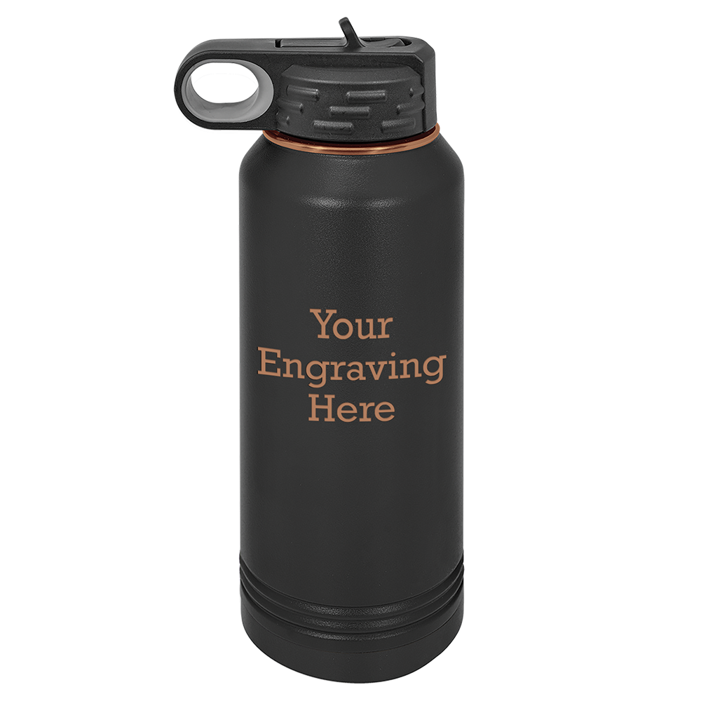 32 oz Water Bottle (Black with Rose Gold)