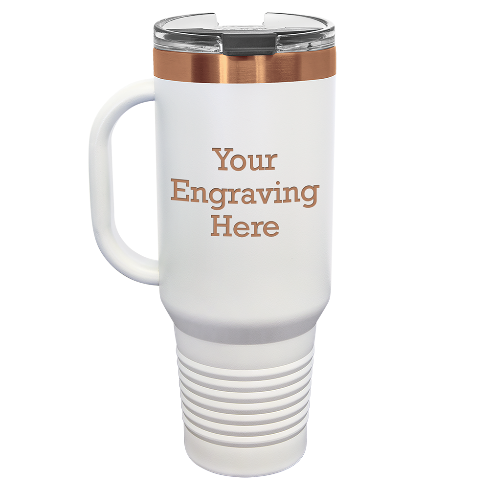 40 oz Travel Mug (White with Rose Gold)