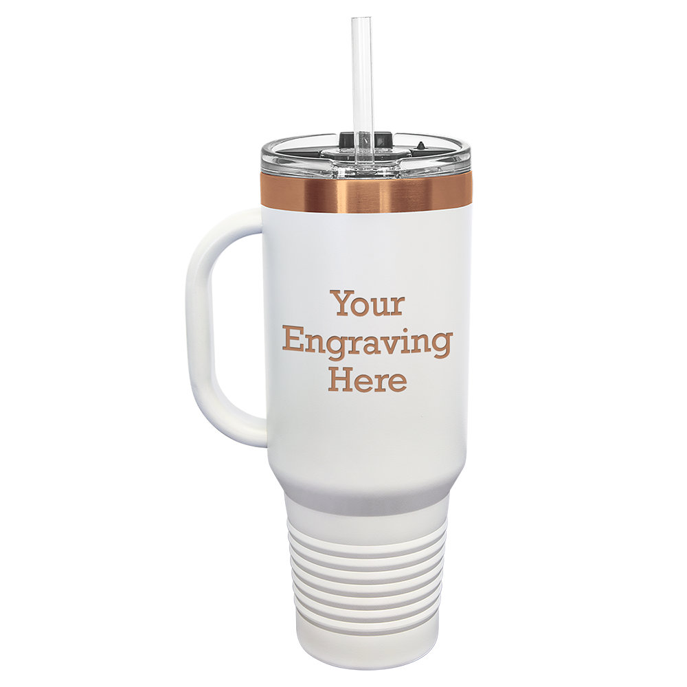 40 oz Travel Mug (White with Rose Gold)