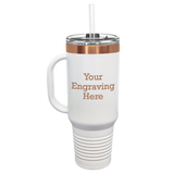 40 oz Travel Mug (White with Rose Gold)