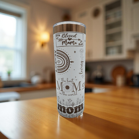 22 oz Skinny Tumbler with Slider Lid (Rose Gold) Mom Theme!