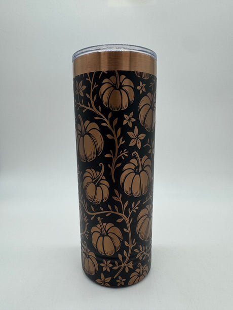 22 oz Skinny Tumbler with Slider Lid (Rose Gold) Autumn Theme!