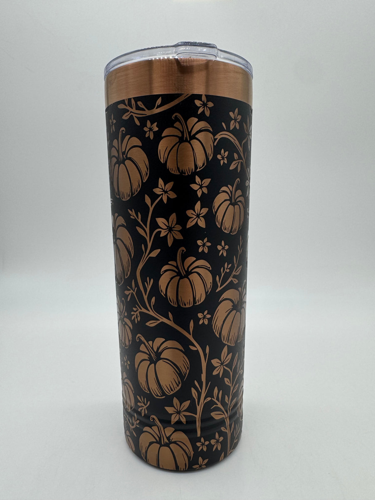 22 oz Skinny Tumbler with Slider Lid (Rose Gold) Autumn Theme!