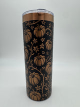 22 oz Skinny Tumbler with Slider Lid (Rose Gold) Autumn Theme!