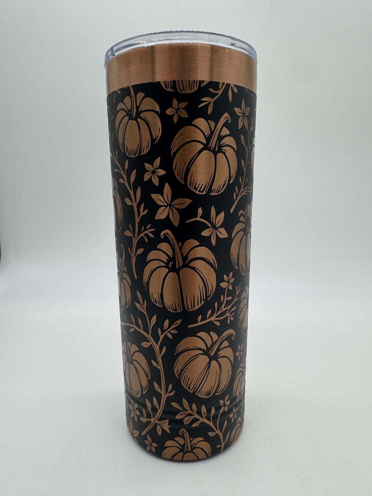 22 oz Skinny Tumbler with Slider Lid (Rose Gold) Autumn Theme!