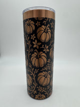 22 oz Skinny Tumbler with Slider Lid (Rose Gold) Autumn Theme!
