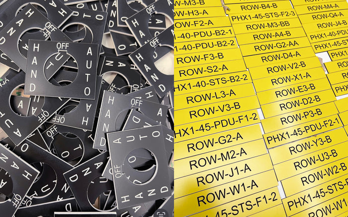 Custom engraved industrial labels and tags by A to Z Engraving in Tempe, Arizona