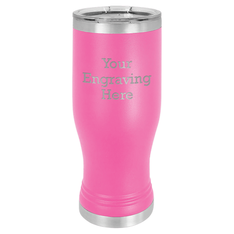 20 oz Pilsner in coral — custom engraved by A to Z Engraving