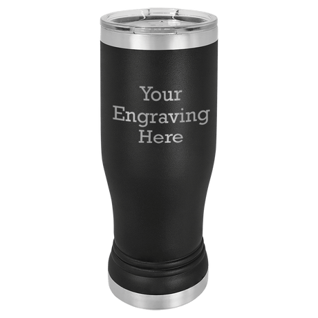 14 oz Pilsner in yellow — custom engraved by A to Z Engraving