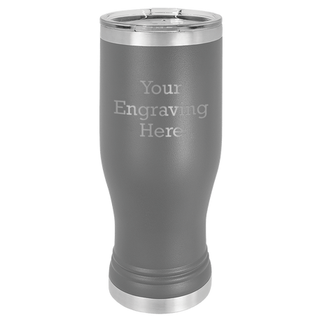 20 oz Pilsner in purple — custom engraved by A to Z Engraving