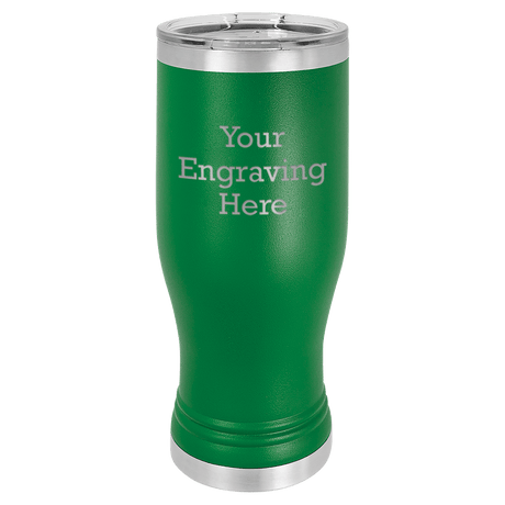 20 oz Pilsner in maroon — custom engraved by A to Z Engraving