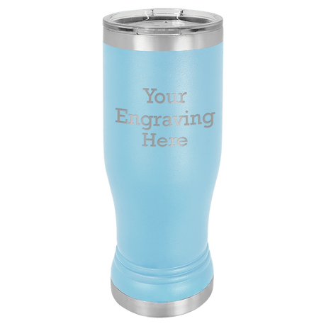 14 oz Pilsner in red — custom engraved by A to Z Engraving