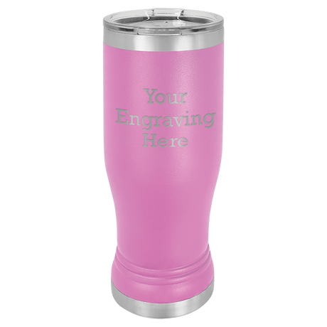14 oz Pilsner in coral — custom engraved by A to Z Engraving