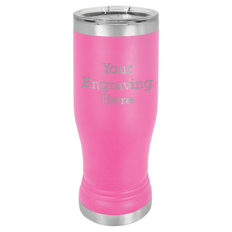 14 oz Pilsner in teal — custom engraved by A to Z Engraving