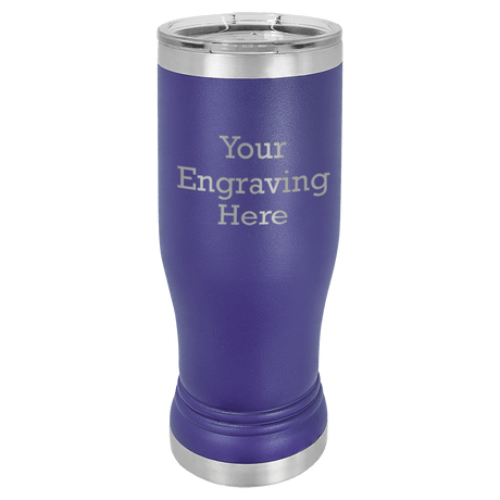 14 oz Pilsner in light-purple — custom engraved by A to Z Engraving
