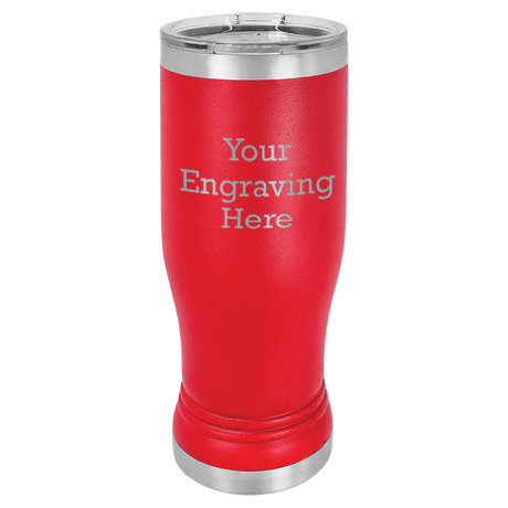 14 oz Pilsner in pink — custom engraved by A to Z Engraving